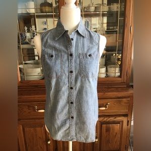 Sleeveless Ralph Lauren jeans shirt.